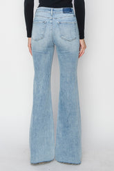 RISEN Women's High Rise Bootcut Jeans with Raw Hem - Trendy Denim